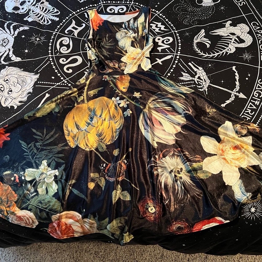 BlackMilk Deadly Flora Velvet Midi in XXS